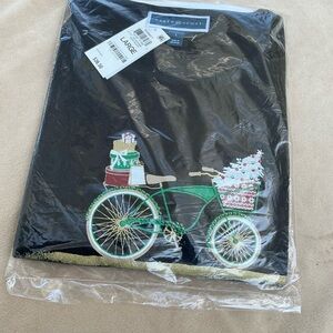 Karen Scott Black Top with Embroidered Accents